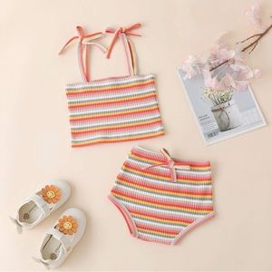 Toddler stripped retro two piece outfit